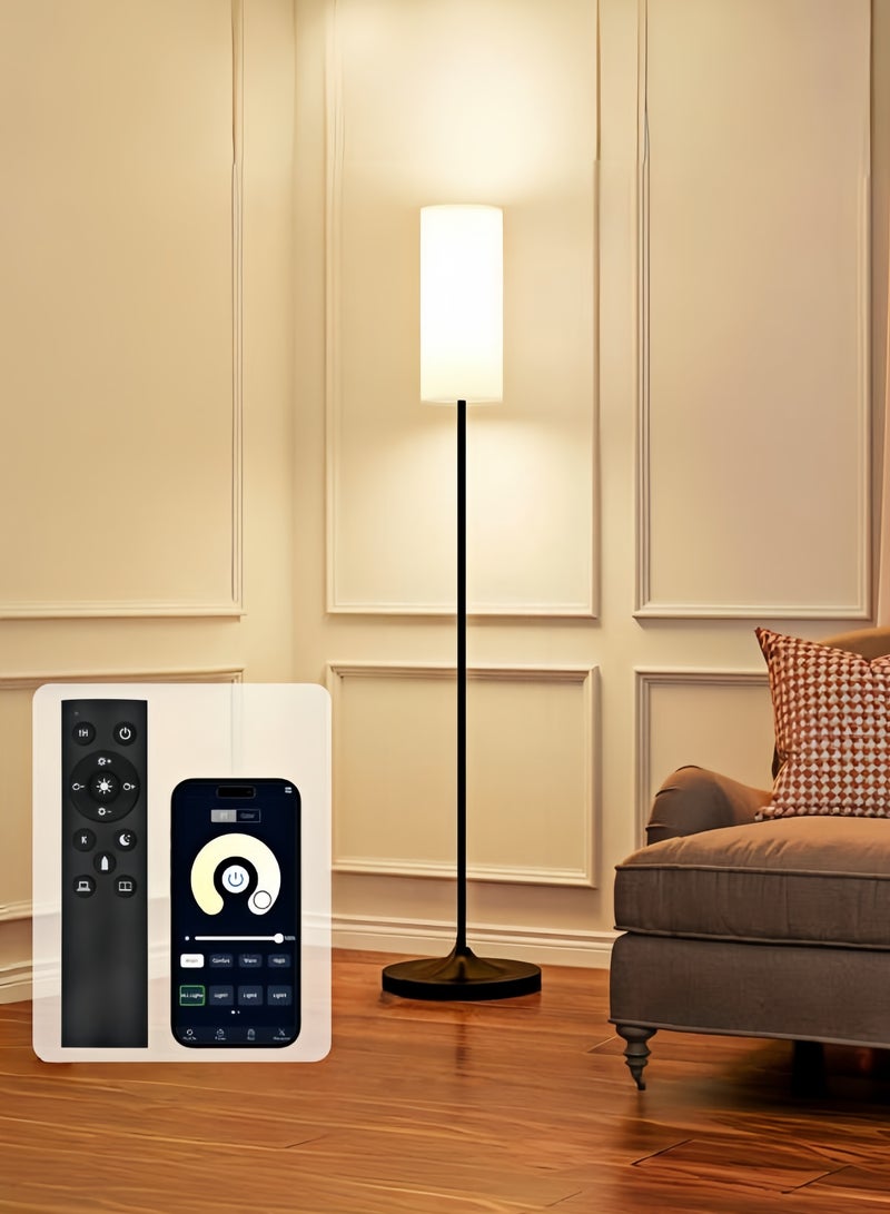 Amoyls Floor Lamp 160cm with Remote Control, App Control & Foot Switch, 12W E27 LED Bulb Included, 3 Color Temperatures and Stepless Dimming for Living Room & Bedroom - Image 1