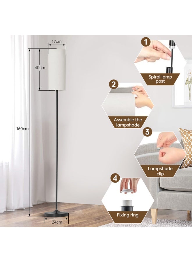 Amoyls Floor Lamp 160cm with Remote Control, App Control & Foot Switch, 12W E27 LED Bulb Included, 3 Color Temperatures and Stepless Dimming for Living Room & Bedroom - Image 2