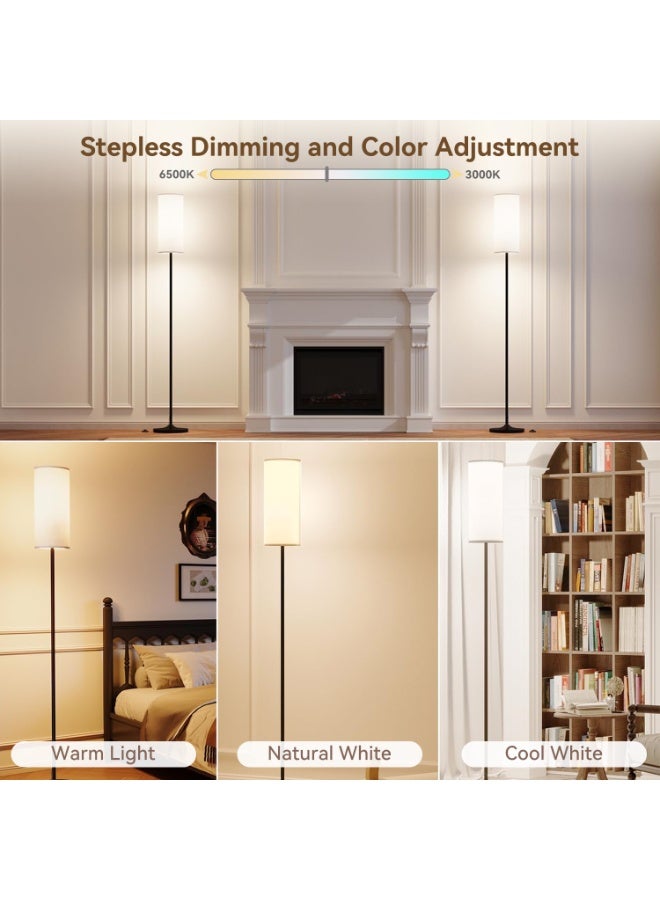 Amoyls Floor Lamp 160cm with Remote Control, App Control & Foot Switch, 12W E27 LED Bulb Included, 3 Color Temperatures and Stepless Dimming for Living Room & Bedroom - Image 3