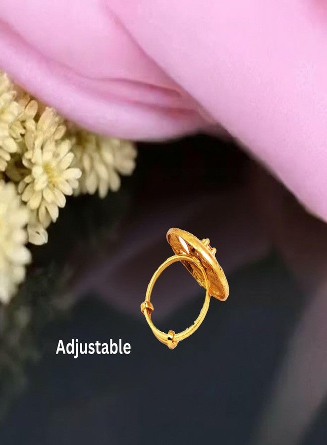 SDR Statement Gold Modern Wedding Alloy Steel Adjustable Cubic Zirconia Ring, Ad Premium Collection, 2 Pack - Image 2