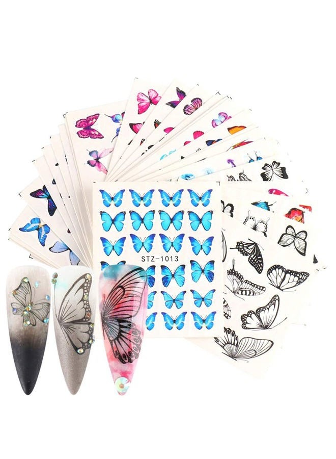 Le Fu Li 30 Sheets Butterfly Nail Art Stickers Nail Art Water Transfer Sticker with Butterfly Flower Patterns Manicure Tips，Nail Tips DIY Toenails Nail Art Decorations Accessories Decals - Image 4