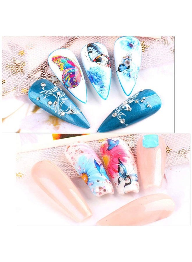 Le Fu Li 30 Sheets Butterfly Nail Art Stickers Nail Art Water Transfer Sticker with Butterfly Flower Patterns Manicure Tips，Nail Tips DIY Toenails Nail Art Decorations Accessories Decals - Image 5