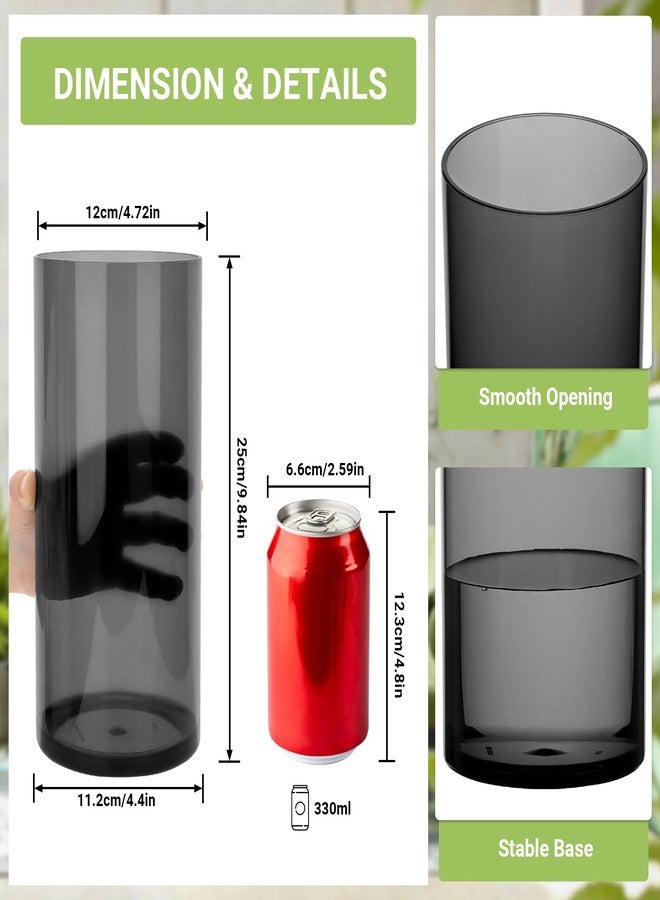 SUREAM Acrylic Flower Vase, 5*W*10" H Gray Plastic Cylinder Vases for Wedding Centerpieces, Party Home Office Dinners Decorations - Image 2