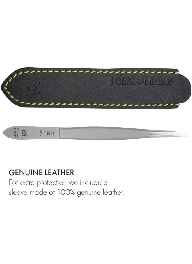 GERMANIKURE Slanted Tweezers in Leather Case  Made in Solingen Germany