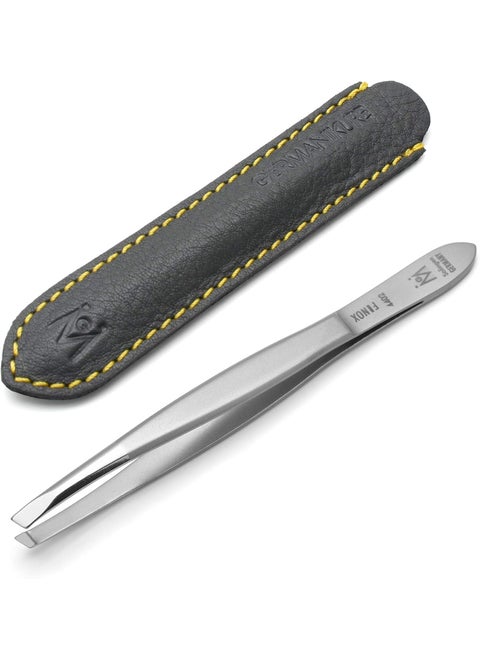 GERMANIKURE Slanted Tweezers in Leather Case  Made in Solingen Germany