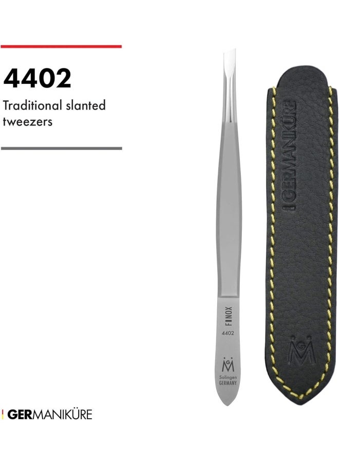 GERMANIKURE Slanted Tweezers in Leather Case  Made in Solingen Germany