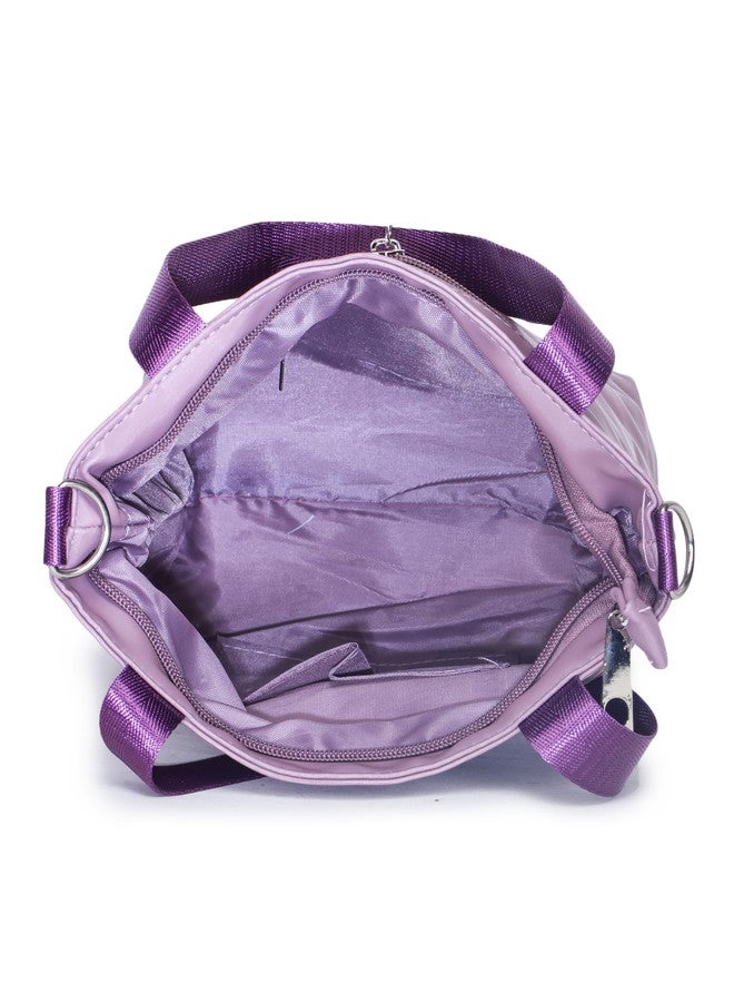 GLOSSY Polyester Blend Casual Sling Bag with Double Handle and detachable Belt, Lunch Box Bag (Purple) - Image 4