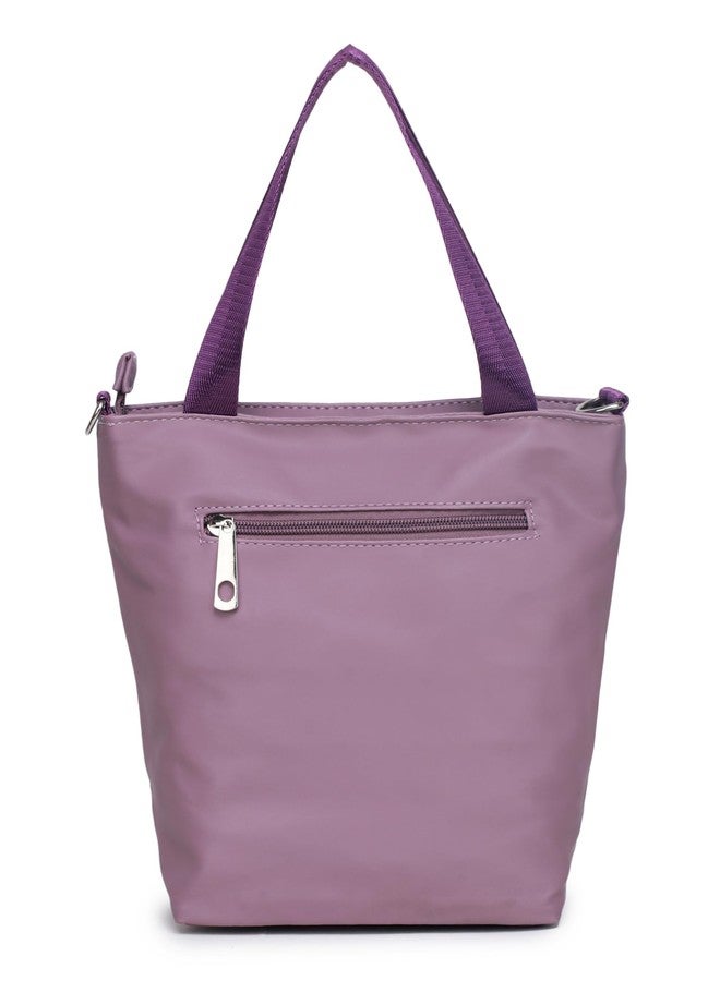 GLOSSY Polyester Blend Casual Sling Bag with Double Handle and detachable Belt, Lunch Box Bag (Purple) - Image 3