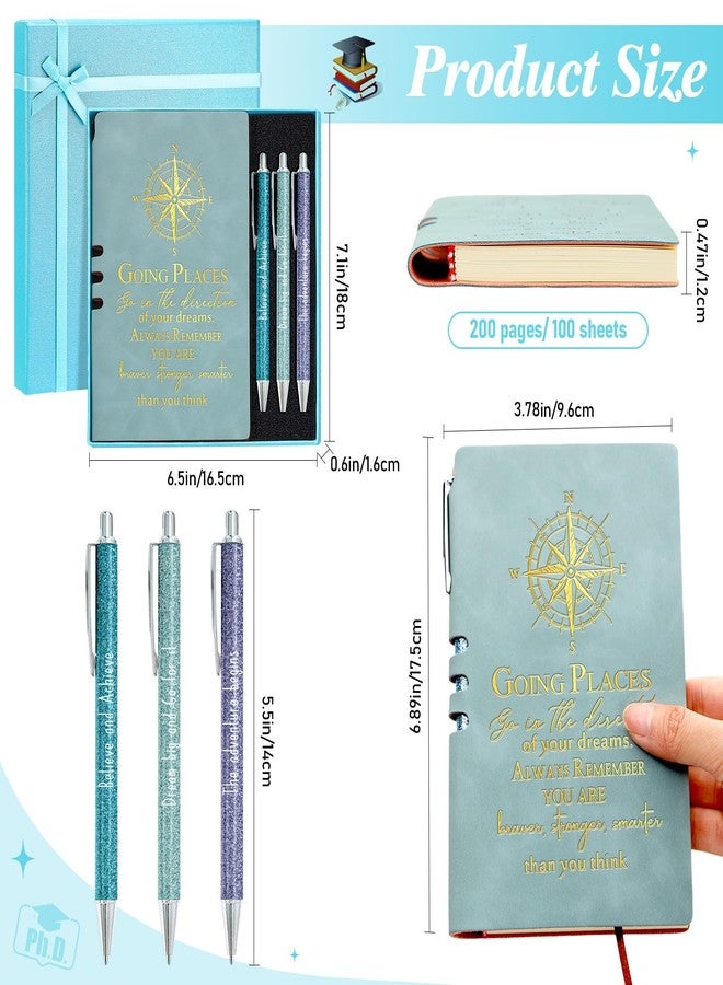 Resurhang 5 Pcs Class of 2026 Graduation Gift Set Inspirational Gifts for Graduation College Motivational Leather Journal Ballpoint Pen with Box for Senior Middle(Blue) - Image 2