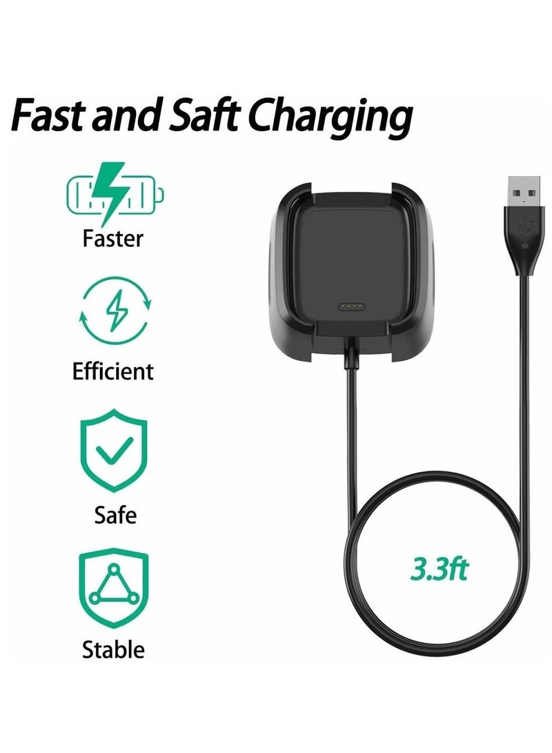 Charger Compatible with Fitbit Versa 2 Smartwatch 2 Pack Replacement USB Charging Cables With Charging Stock (3 15ft) Durable Charger Cable For Fitbit Versa 2 Health - Image 3