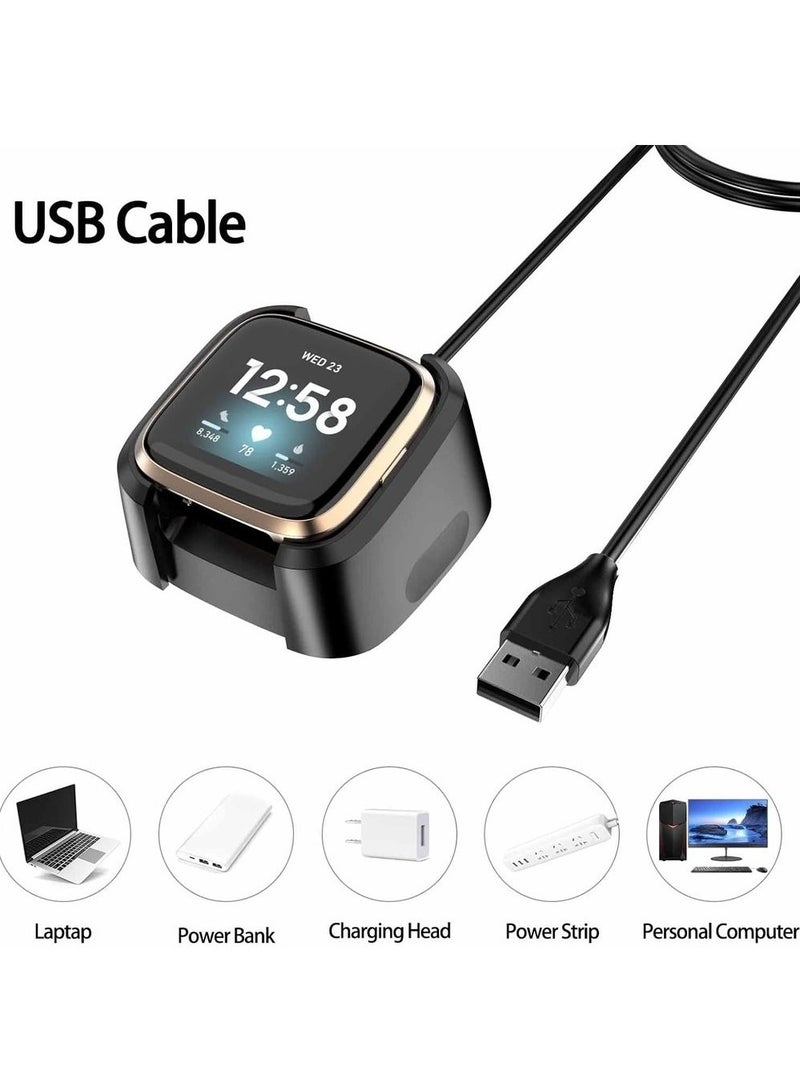 Charger Compatible with Fitbit Versa 2 Smartwatch 2 Pack Replacement USB Charging Cables With Charging Stock (3 15ft) Durable Charger Cable For Fitbit Versa 2 Health - Image 5