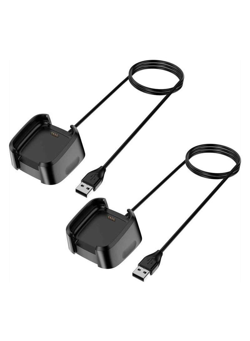 Charger Compatible with Fitbit Versa 2 Smartwatch 2 Pack Replacement USB Charging Cables With Charging Stock (3 15ft) Durable Charger Cable For Fitbit Versa 2 Health - Image 1