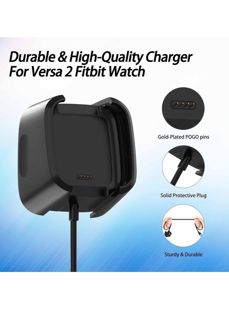 Charger Compatible with Fitbit Versa 2 Smartwatch 2 Pack Replacement USB Charging Cables With Charging Stock (3 15ft) Durable Charger Cable For Fitbit Versa 2 Health - Image 2
