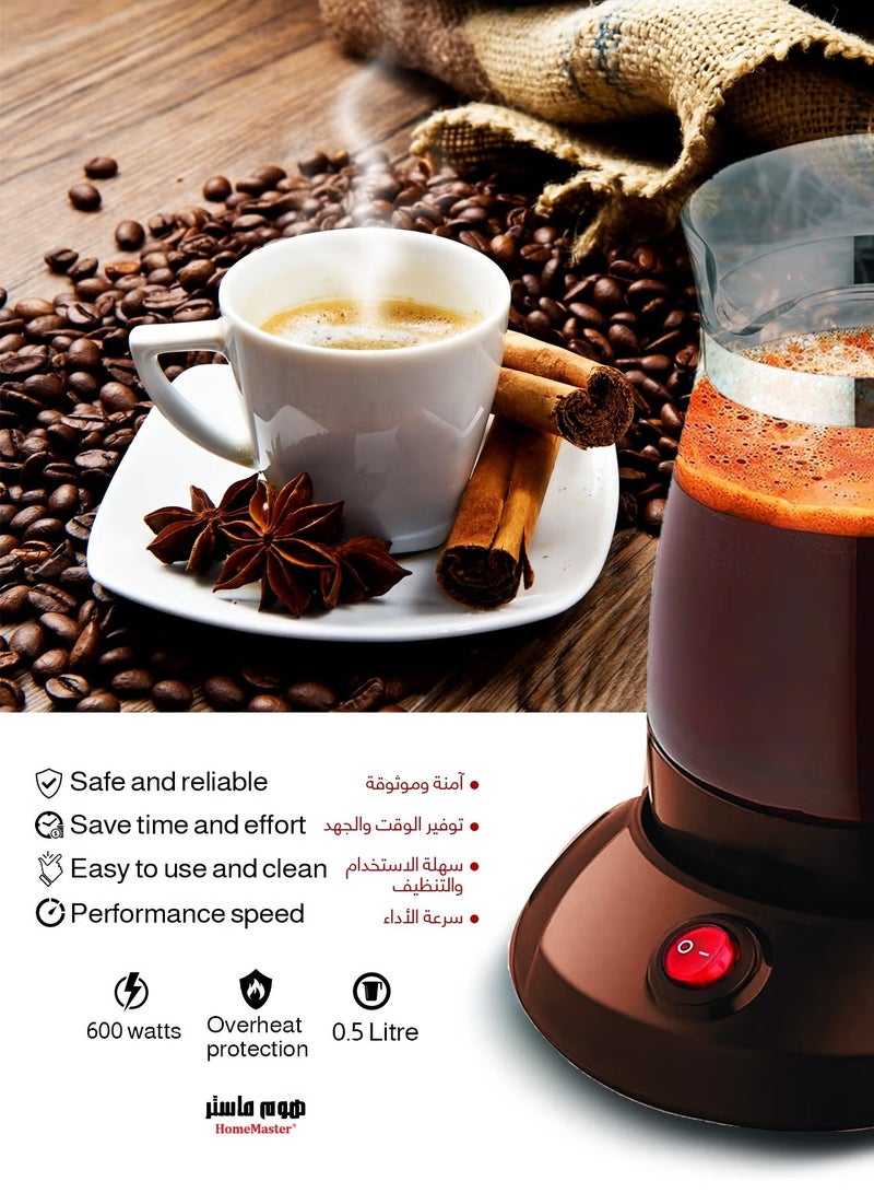 هوم ماستر غلاية قهوة تركية زجاجية من هوم ماستر HM-712 - لتحضير قهوة لذيذة بسرعة - Image 4