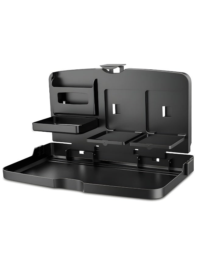 شونوي صينية طعام سفر قابلة للطي من SHUNWEI SD-1503 لمقعد السيارة - طاولة تنظيم متعددة الوظائف للسيارات مع حاملين للأكواب وحجرة للوجبات الخفيفة وفتحة للهاتف - صينية مقعد سيارة قابلة للتعديل من بلاستيك ABS للركاب الخلفيين لتناول الطعام والعمل والتخزين - Image 2