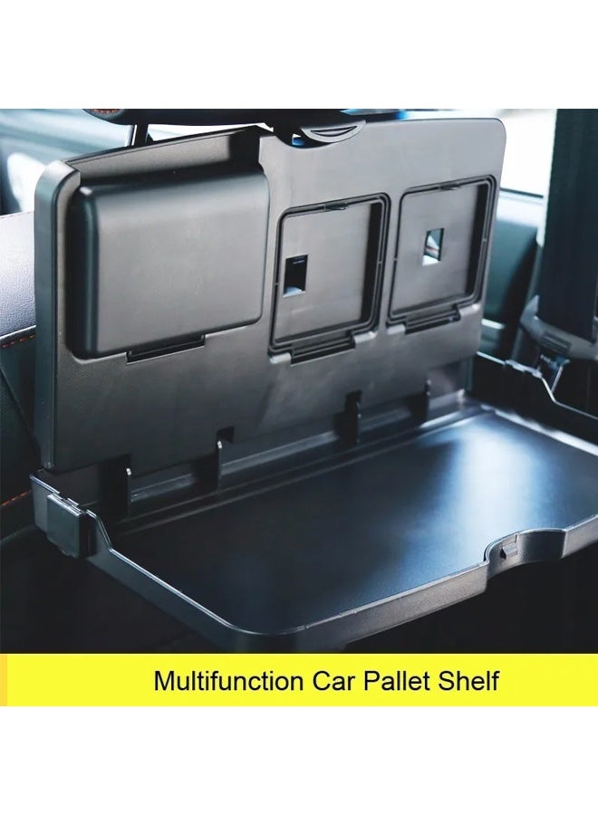 شونوي صينية طعام سفر قابلة للطي من SHUNWEI SD-1503 لمقعد السيارة - طاولة تنظيم متعددة الوظائف للسيارات مع حاملين للأكواب وحجرة للوجبات الخفيفة وفتحة للهاتف - صينية مقعد سيارة قابلة للتعديل من بلاستيك ABS للركاب الخلفيين لتناول الطعام والعمل والتخزين - Image 5