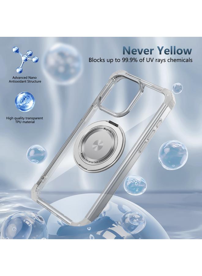 S-TOP Case For iPhone 14 Plus Gold Shield CD Pattern MagSafe Magnetic Phone Case with Rotating Stand - Image 3