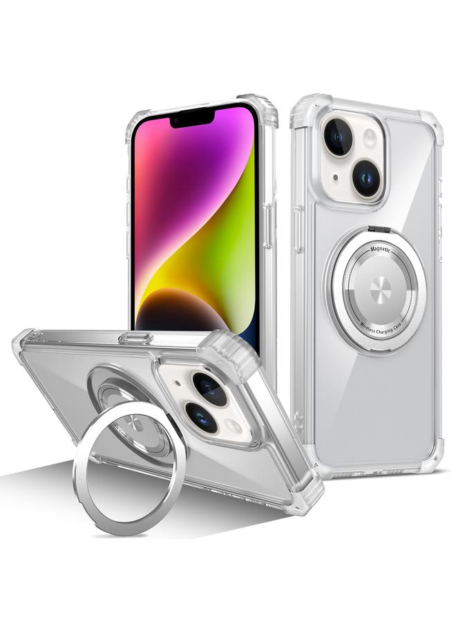 S-TOP Case For iPhone 14 Plus Gold Shield CD Pattern MagSafe Magnetic Phone Case with Rotating Stand - Image 1