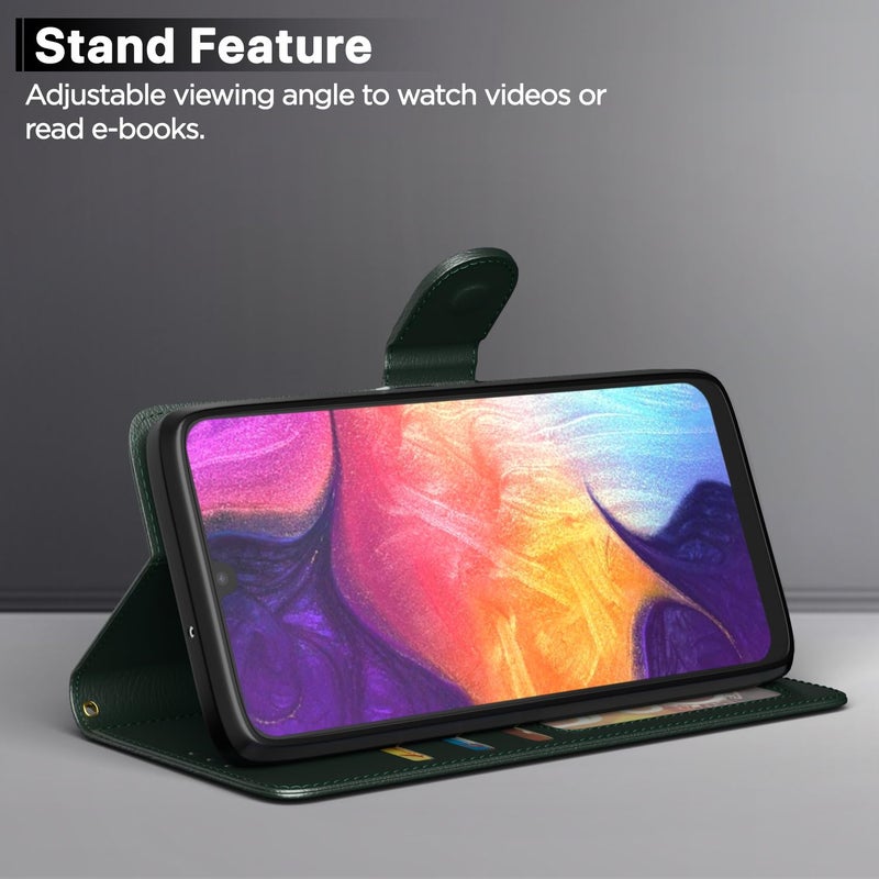 Pikkme Flip Cover for Samsung Galaxy A31 Leather Finish | Inside TPU with Card Pockets | Wallet Stand and Shock Proof | Complete Protection Flip Case(Green) - Image 3
