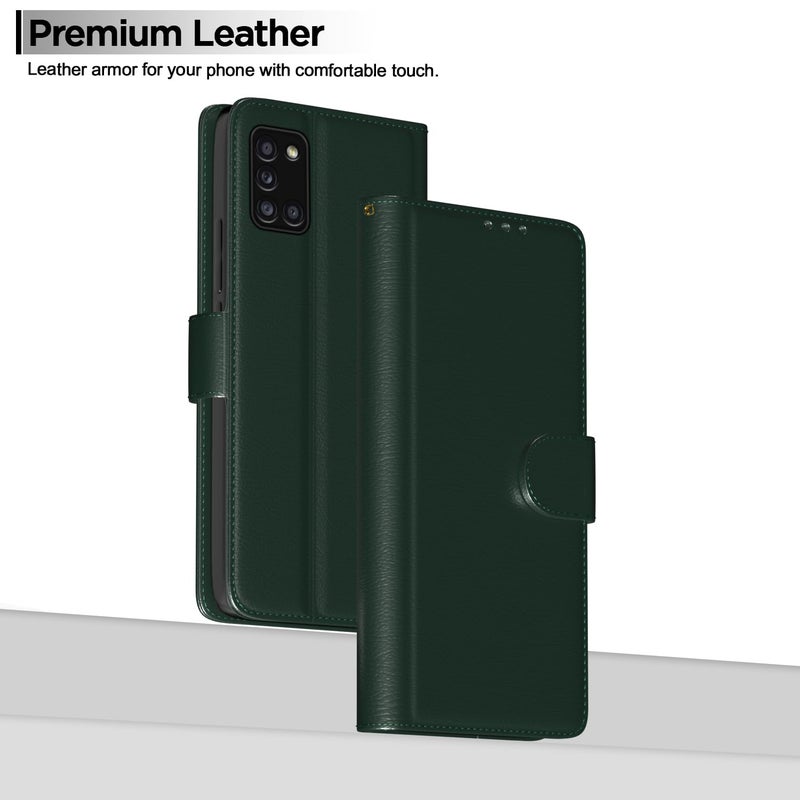 Pikkme Flip Cover for Samsung Galaxy A31 Leather Finish | Inside TPU with Card Pockets | Wallet Stand and Shock Proof | Complete Protection Flip Case(Green) - Image 2