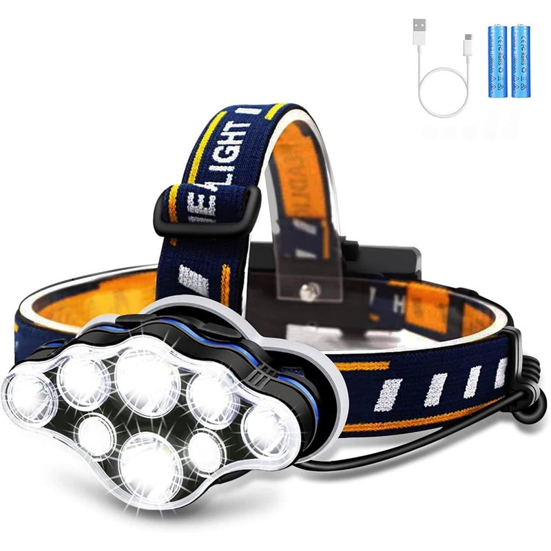 Care4 LED Rechargeable Headlamp LED Flashlight 13000 Lumens Rechargeable Headlight 90 Degree Angle Adjustable Led Light Lamp 8 Modes Waterproof Head Torch for Running,Walking,Camping,Fishing - Image 1