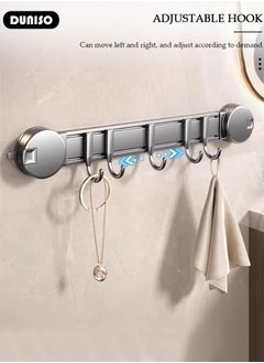 DUNISO Vacuum Suction Cup Hooks, Waterproof No-Punch Towel Rack, Waterproof Suction Hanger with Five Hooks, Multi-Functional ABS Shower Hooks, Removable Wall Mounted Rack, Coat Rack for Window, Glass, Door, Kitchen or Living Room  - Image 2