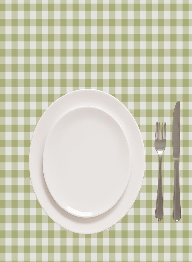 كاسابلو مفرش طاولة كاسابلو بنقشة مربعات جينغهام، لون أخضر فاتح، يتسع لستة أشخاص، مقاوم للغبار، لتزيين طاولة الطعام | المقاس: 52 × 72 بوصة - Image 3