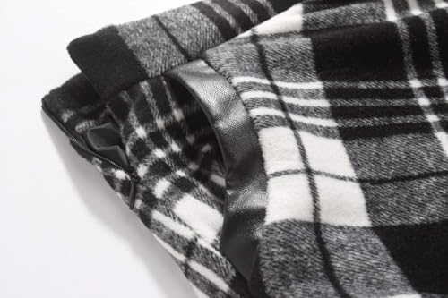 IDEALSANXUN Womens High Elastic Waist Maxi Skirt A-line Plaid Winter Warm Flare Long Skirt (X-Large, Mid-Calf Blackwhite) - Image 3