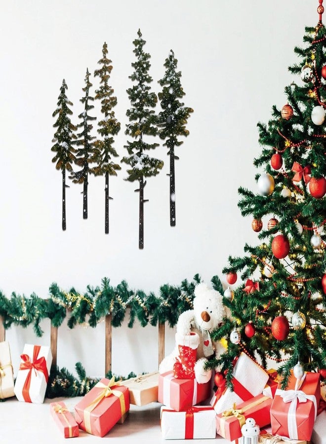 ESTART Metal Pine Tree Wall Art, Metal Tree Wall Decor, Nature Rustic Farmhouse Cabin Decor, Forest Wall Art for Home Living Room Bedroom Office Indoor and Outdoor Decoration (White) - Image 2