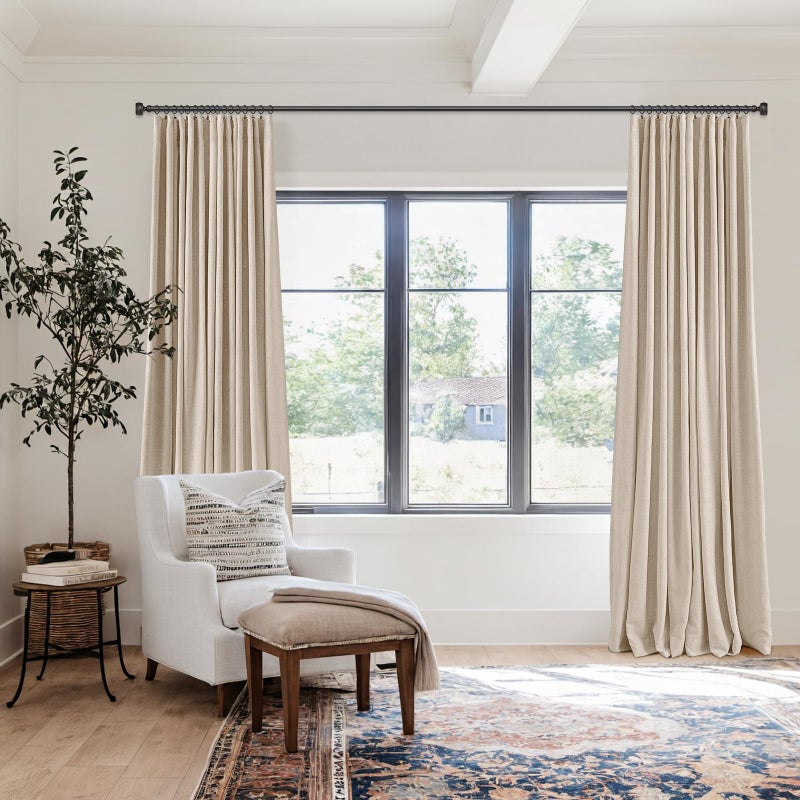 100% Blackout Shield Full Blackout Curtains for Bedroom 63 inch Length 2 Panels Set  Clip Rings/Rod Pocket Faux Linen Black Out Curtains for Living Room  Thermal Insulated  50Wx63L  Oatmeal - Image 5