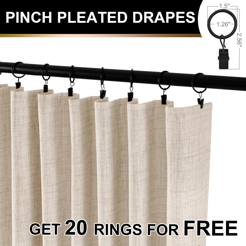100% Blackout Shield Full Blackout Curtains for Bedroom 63 inch Length 2 Panels Set  Clip Rings/Rod Pocket Faux Linen Black Out Curtains for Living Room  Thermal Insulated  50Wx63L  Oatmeal - Image 3