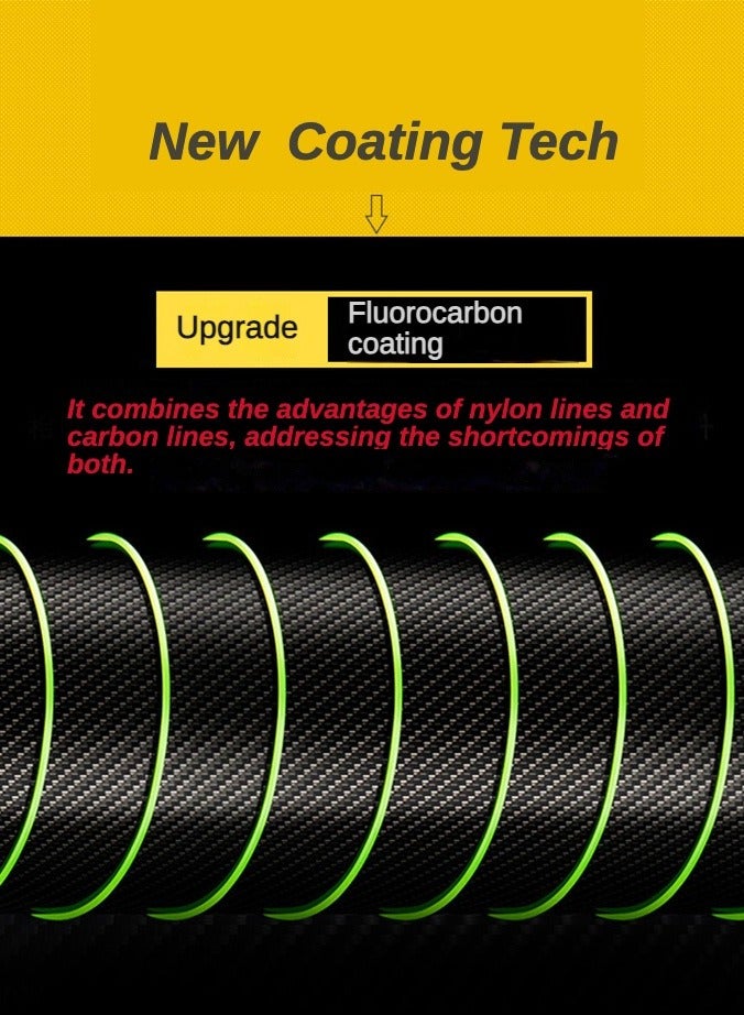 خيط صنارة رئيسي عالي الكثافة مقاوم للتآكل بطول 100 متر وسمك 0.2 ملم، يتميز بقوة شد عالية تصل إلى 3.6 كجم، مصنوع من النايلون المطلي بالكربون والفلورين، مثالي لقيادة خيط الصيد في البحر. - Image 2