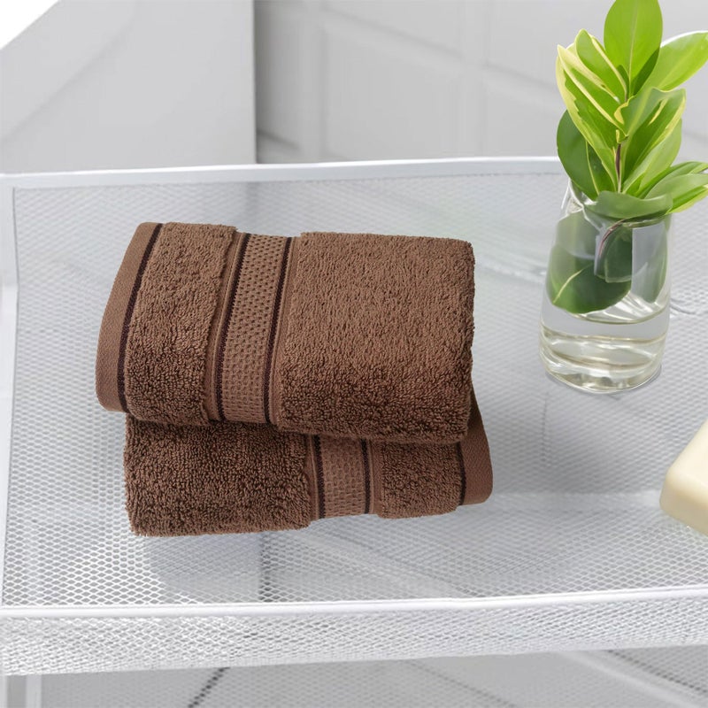MYTRIDENT Trident Towels for Hand, Indulgence Collection, 100% Cotton Towels for Men/Women, Premium Hand Towel Set, 600 GSM, 2 Pc Hand Towel, 40 cm x 60 cm - Roasted Java - Image 2
