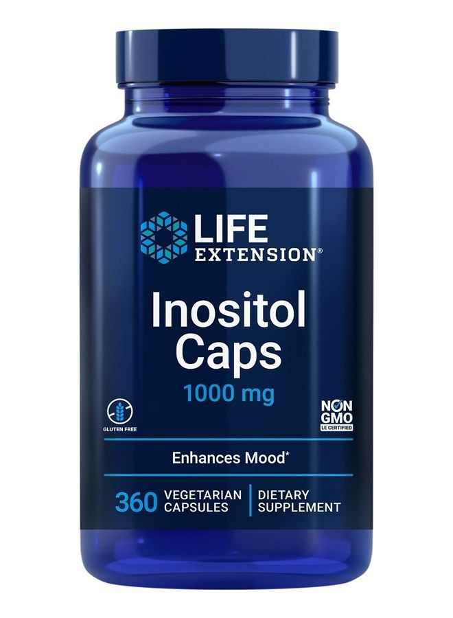 Life Extension كبسولات إينوزيتول 1000 ملغ - مكمل ميو-إينوزيتول - خالي من الغلوتين، غير معدل وراثيًا، نباتي - 360 كبسولة - Image 1