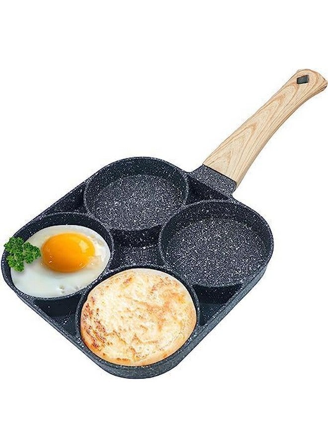 ZEVON Non Stick Egg Frying pan 4 Hole, Multi-Purpose Frying pan for Omelet uttapam,idli Burger Poached Egg Kitchen Breakfast(1pcs) (Black) - Image 1