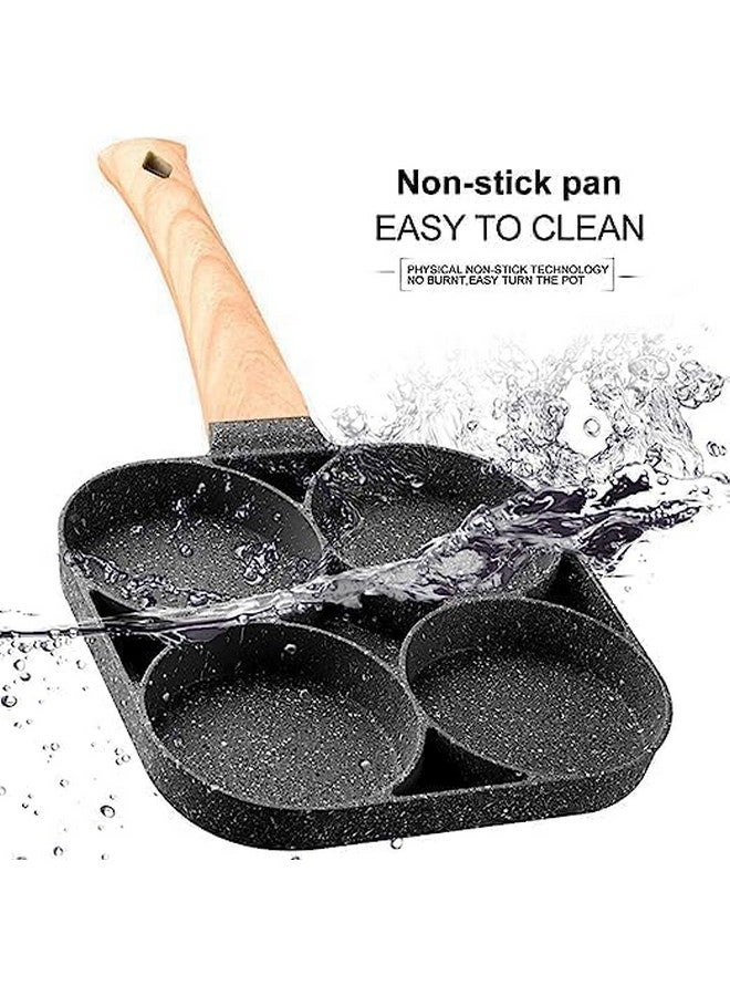 ZEVON Non Stick Egg Frying pan 4 Hole, Multi-Purpose Frying pan for Omelet uttapam,idli Burger Poached Egg Kitchen Breakfast(1pcs) (Black) - Image 4