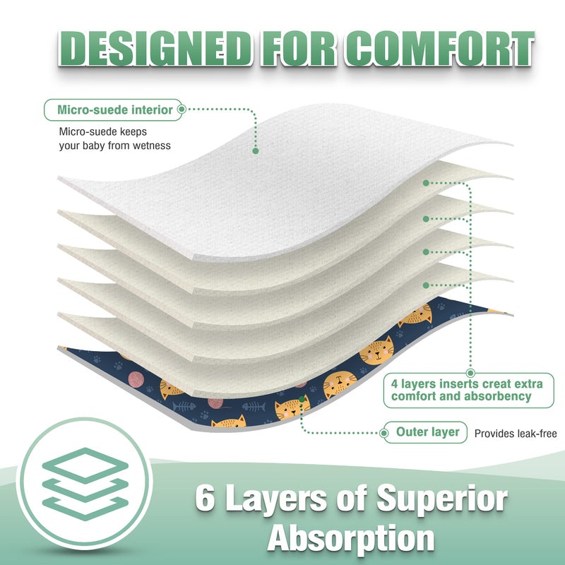 wegreeco Cloth Diapers 6 Pack with 6 Inserts & 1 Wet Bag, Washable Cloth Diapers for Babies, One Size Adjustable Reusable (Dinosaur) - Image 4