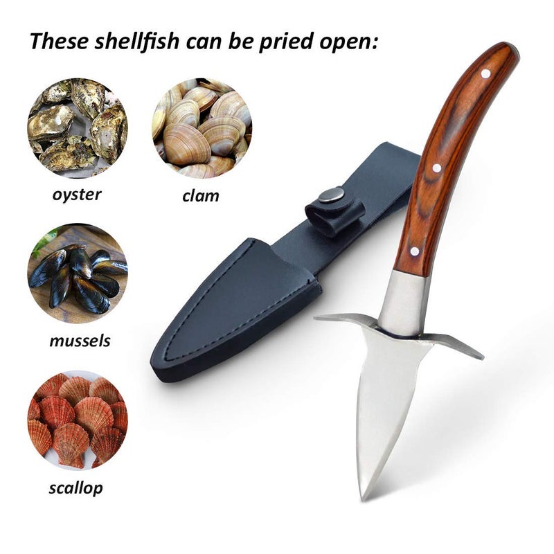 SPEENSUN SPEENSUN Oyster Knife, Oyster Shucking Kit, Oyster Shucking Knife With Comfort Wood-handle, Sturdy And Sharpness Oyster Knives, Oyster Shucker With 5 leve Protection Cut-resistant Glove(M)  - Image 5