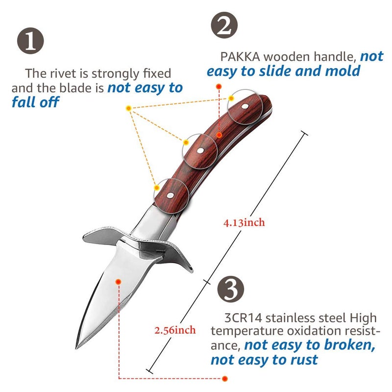 SPEENSUN SPEENSUN Oyster Knife, Oyster Shucking Kit, Oyster Shucking Knife With Comfort Wood-handle, Sturdy And Sharpness Oyster Knives, Oyster Shucker With 5 leve Protection Cut-resistant Glove(M)  - Image 2