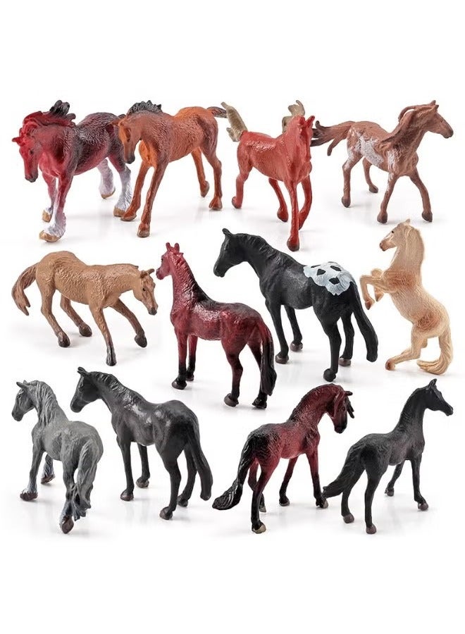 12-Piece Mini World Famous Horse Figure Toys, Realistic Horse Decorative Toys Set, Mini Animal Figures for Decorations Educational, Hand Painted Horse Animals Toy, Cake Toppers Birthday Gift for Kids  - Image 1