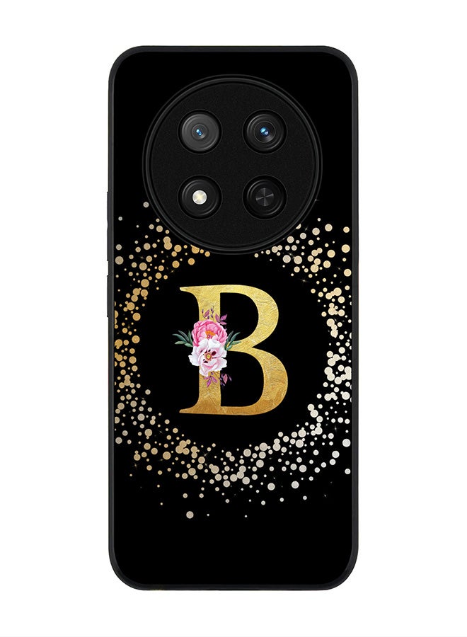 Stylizedd For Honor X9c / Honor Magic7 Lite 5G Case,Slim fit Camera Protection, Shockproof Thin Phone cover  - Custom Monogram Floral - B ( Black ) - Image 1