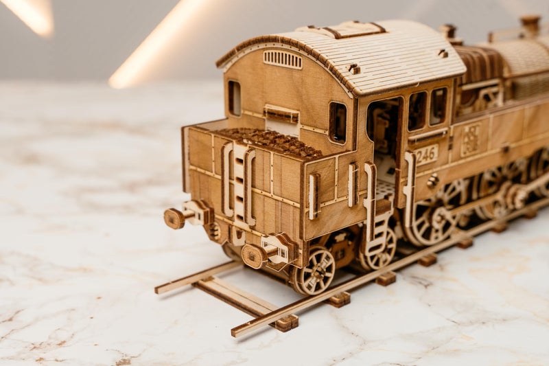Wood Trick Grand Traveler 246 Wooden Train Set w/Railway - Rides up to 20ft - 16x4â€³ - Locomotive Model Kit - 3D Wooden Puzzles for Adults to Build - Engineering DIY Models for Adults to Build - Image 4