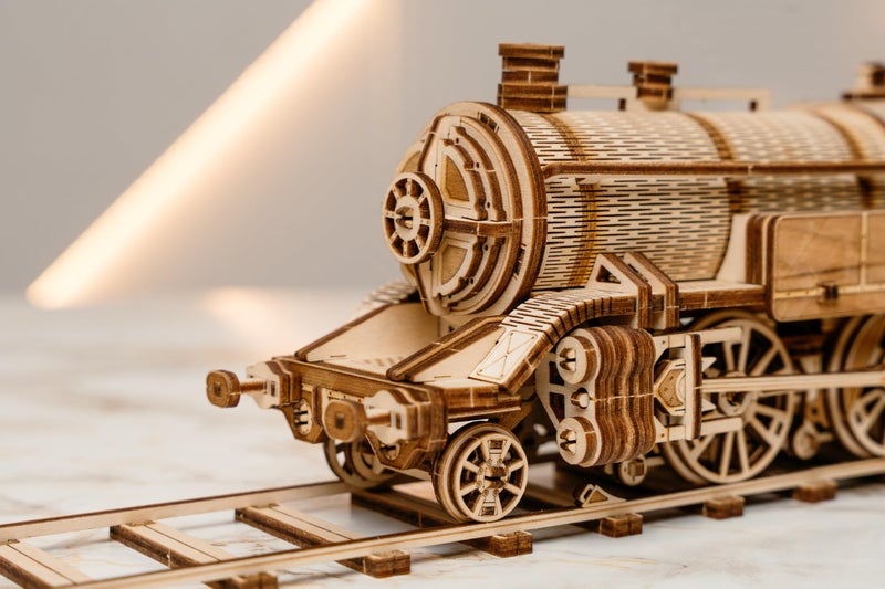 Wood Trick Grand Traveler 246 Wooden Train Set w/Railway - Rides up to 20ft - 16x4â€³ - Locomotive Model Kit - 3D Wooden Puzzles for Adults to Build - Engineering DIY Models for Adults to Build - Image 5