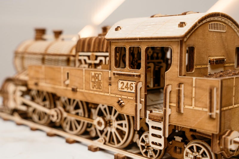 Wood Trick Grand Traveler 246 Wooden Train Set w/Railway - Rides up to 20ft - 16x4â€³ - Locomotive Model Kit - 3D Wooden Puzzles for Adults to Build - Engineering DIY Models for Adults to Build - Image 3