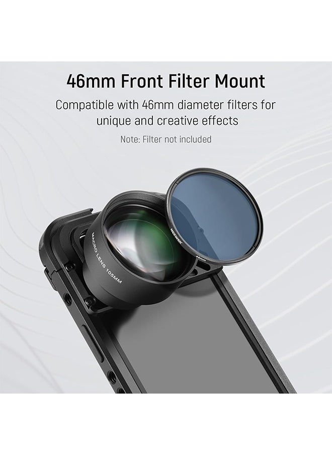 Neewer NEEWER HD 105mm macro lens is only suitable for 17mm threaded back plate, compatible with SmallRig NEEWER iPhone Samsung mobile phone cage case, comes with 17mm lens adapter, 46mm front thread, LS-26  - Image 2