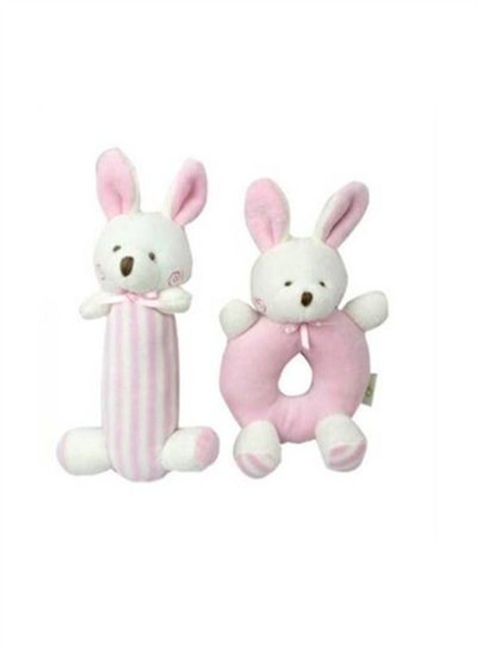 Baby Cute Rabbit Plush Doll Set，Pink Grip Nursery Toy - Image 1
