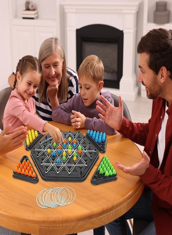 KINJORU Chain Triangle Chess Game - Interactive Brain Teaser & Strategy Board Game for Kids & Adults, Family Fun Night, 2-4 Players, Puzzle & Rubber Band Challenge - Image 4