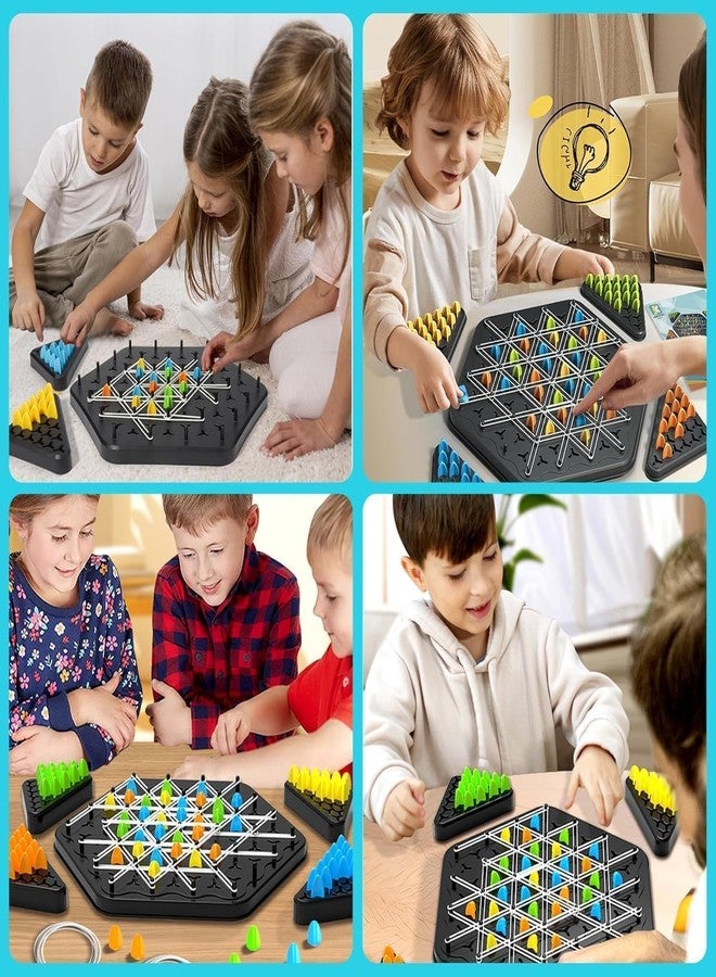 KINJORU Chain Triangle Chess Game - Interactive Brain Teaser & Strategy Board Game for Kids & Adults, Family Fun Night, 2-4 Players, Puzzle & Rubber Band Challenge - Image 3
