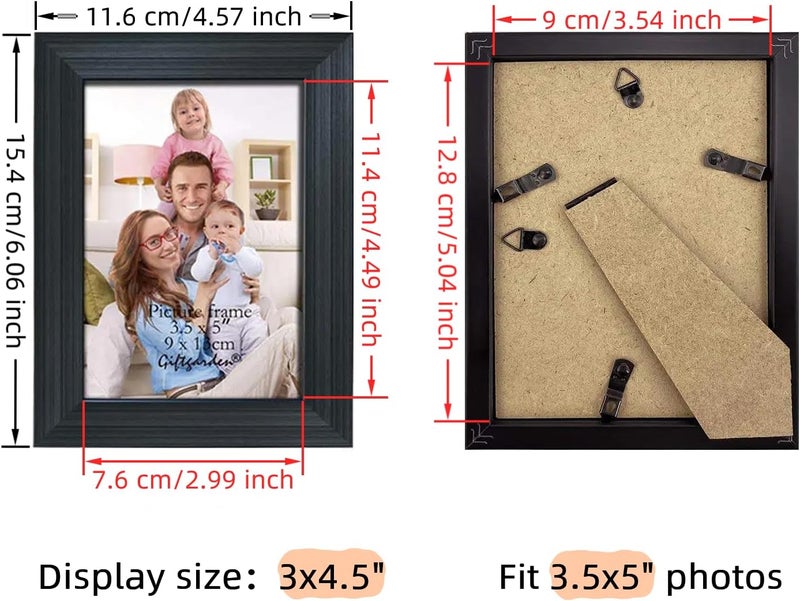 جيفت جاردن مجموعة المكونة من 12 إطار صور مقاس 3.5×5 أسود، إطارات صور متعددة مقاس 3.5×5 بالجملة للعرض على الطاولة أو التعليق على الحائط - Image 3
