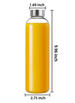 FUFU 6Pcs 25oz Glass Water Bottles, Clear Glass Bottles with Stainless Steel Lids, Reusable Glass Drink Bottles with Caps, Juice Bottles for Juicing  - Image 2